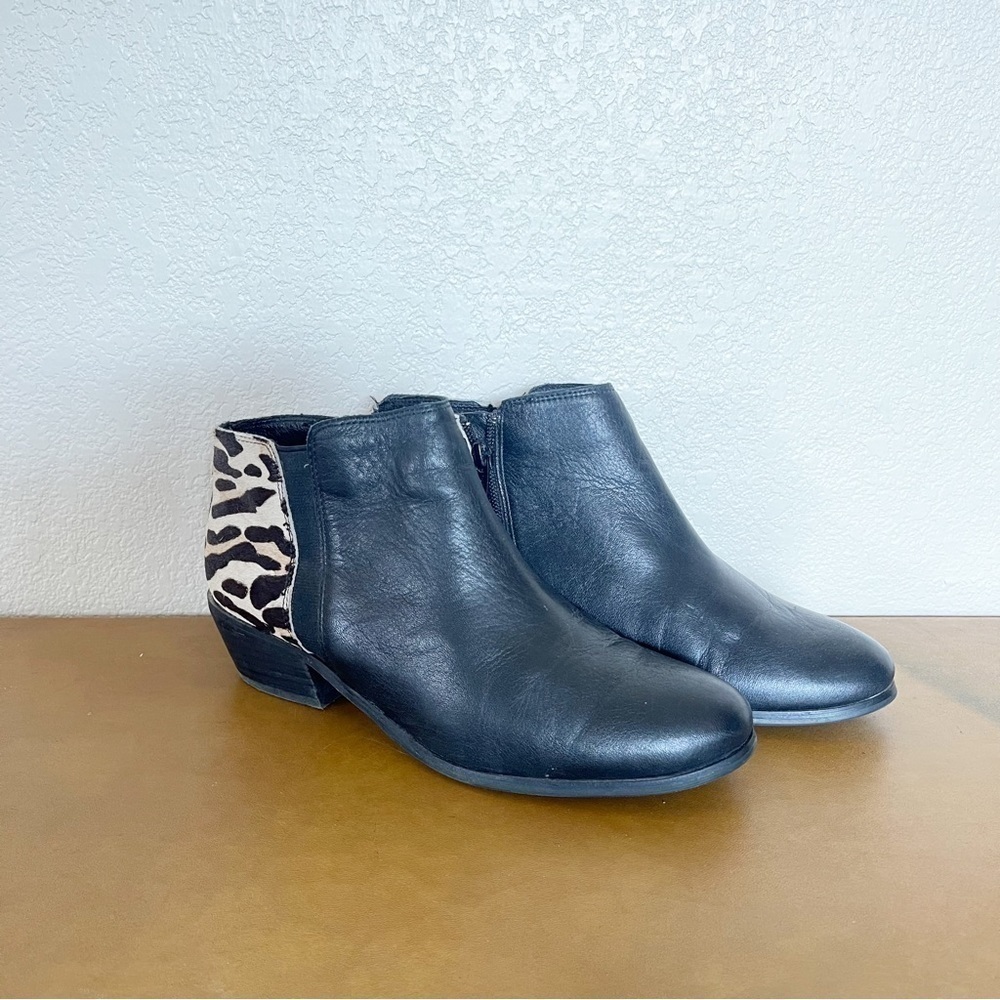 Aldo Black Animal Print Ankle Booties Size 7.5 Women